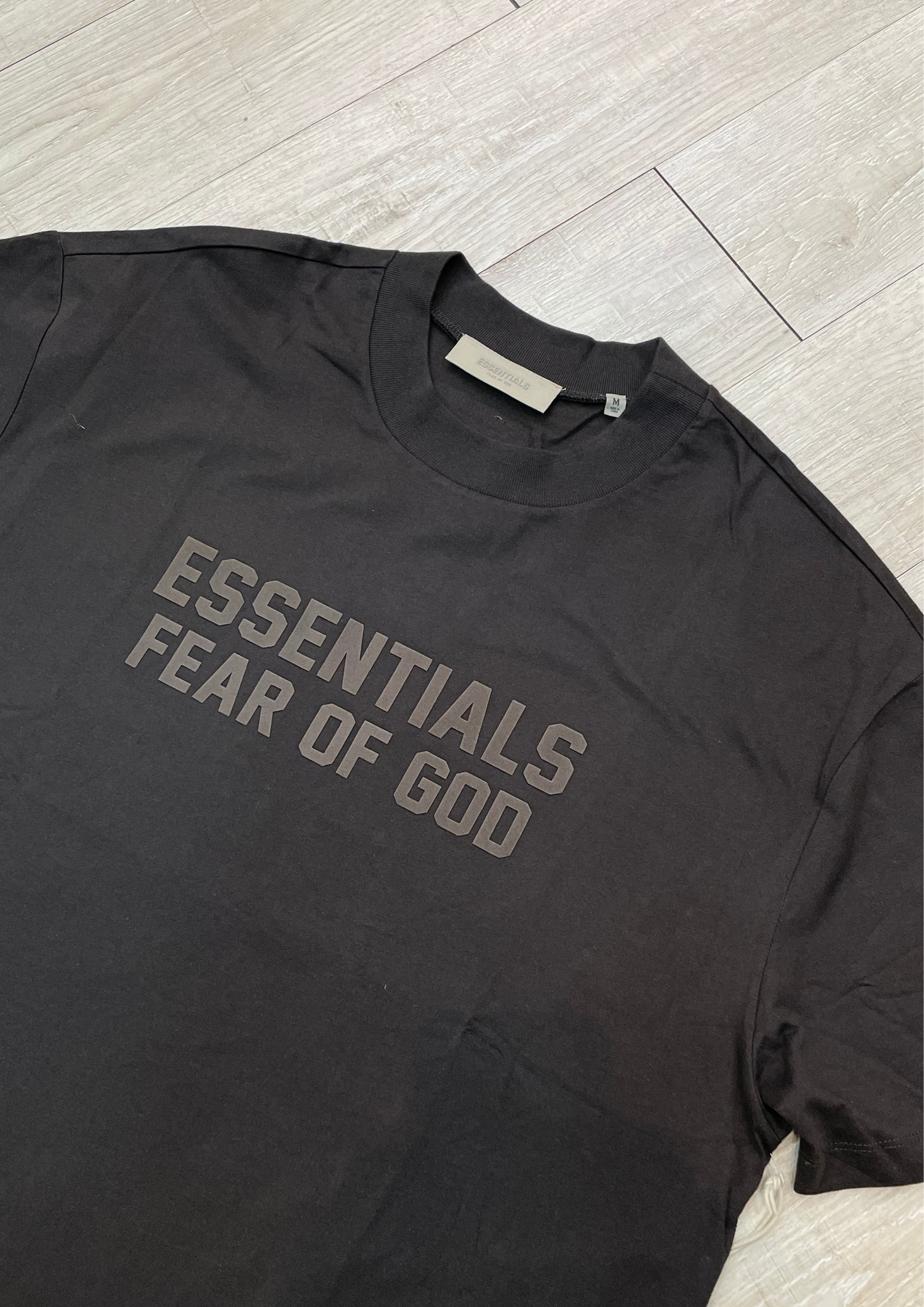 Fear of God Essentials Tee Big Flocked Logo 2022 (Off Black)