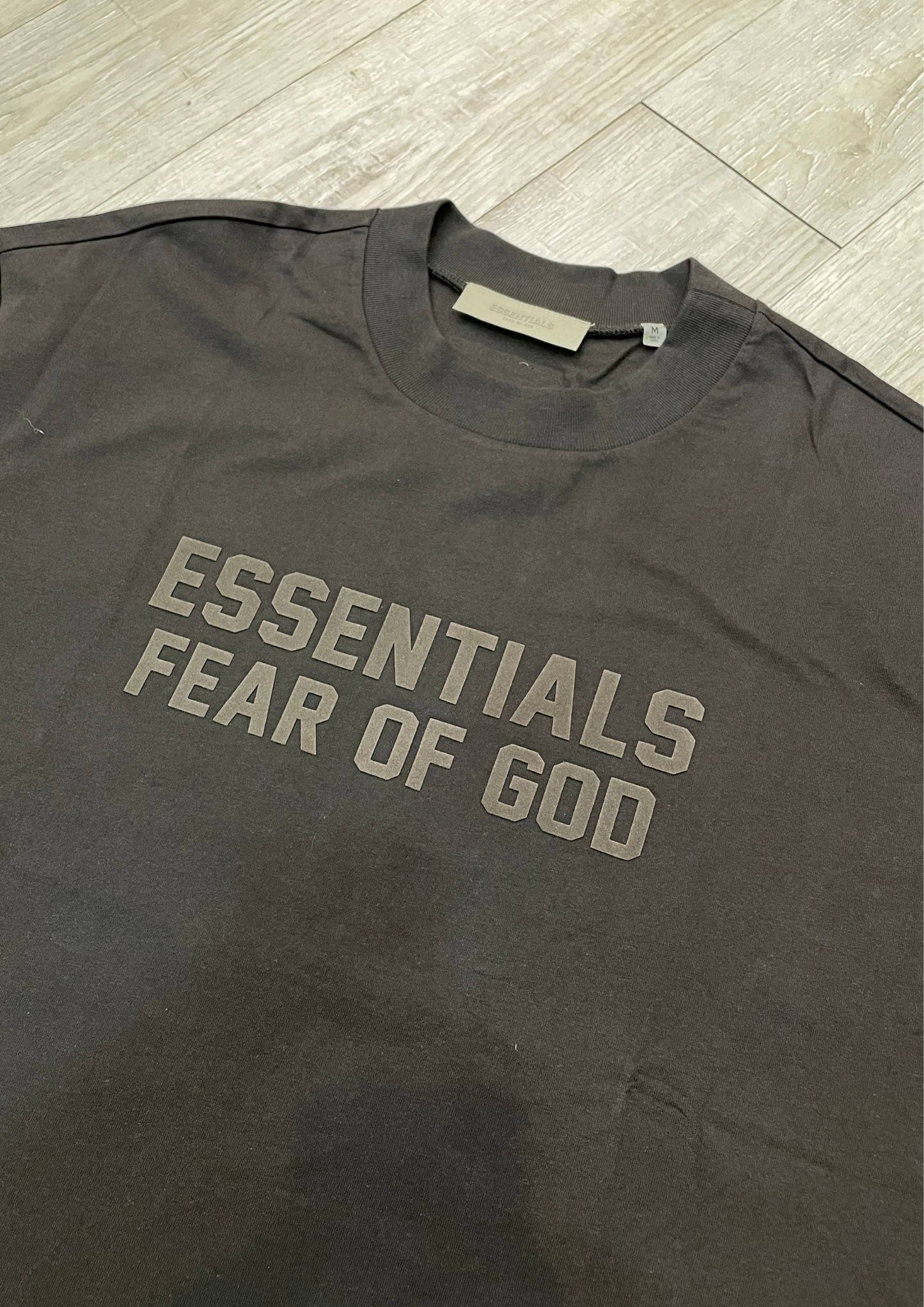 Fear of God Essentials Tee Big Flocked Logo 2022 (Off Black)