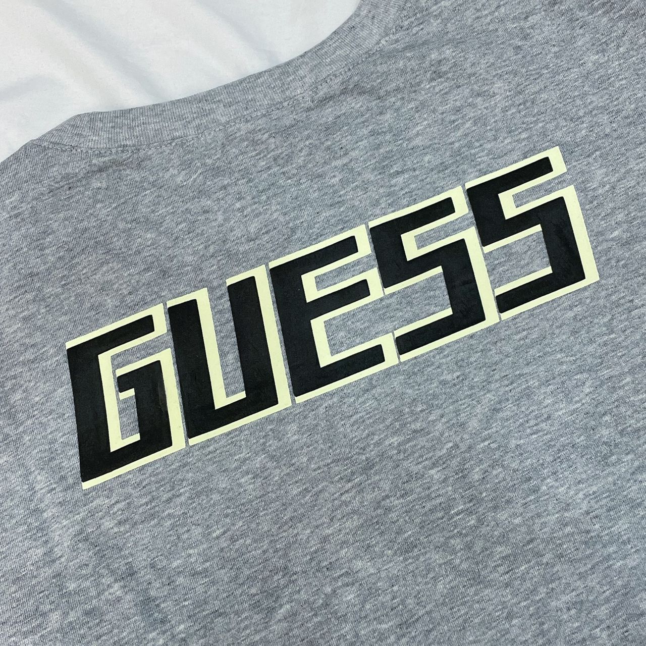 Guess Embroidered Chest Wording Logo Tee - Grey