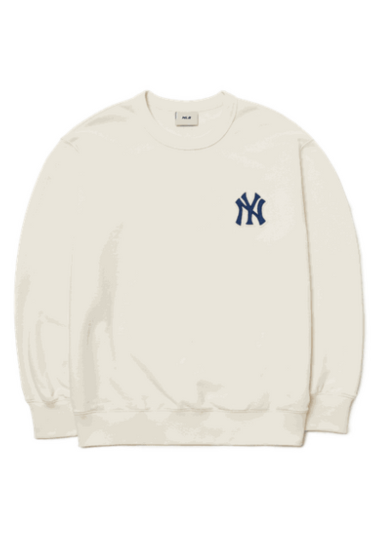 MLB New Era New York Yankees Back Big Logo Sweatshirts Blue Line (Cream)