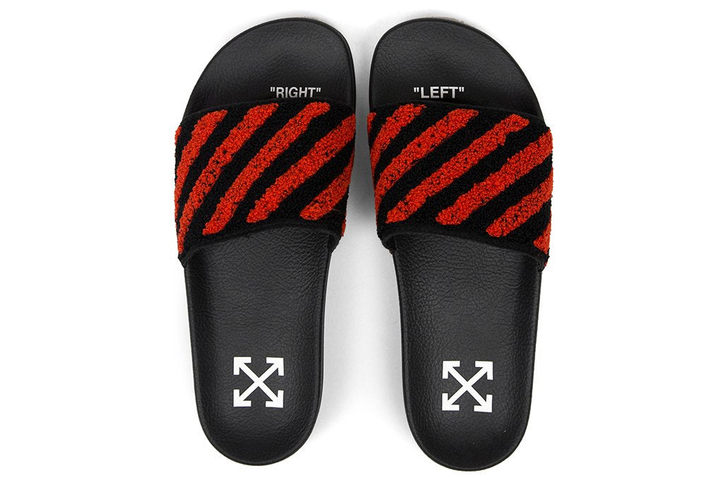 OFF-WHITE Flyknit Slider sandal in white/red - Shop Streetwear, Sneakers, Slippers and Gifts online | Malaysia - The Factory KL