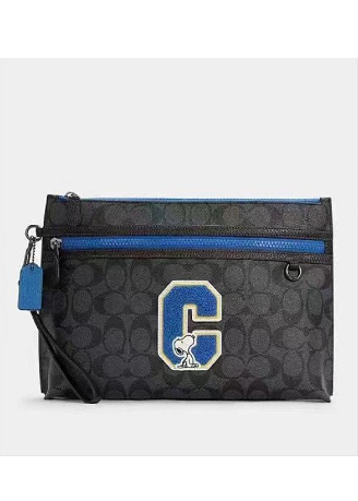Coach Carryall X Peanuts Pouch In Signature Canvas with Snoopy Gunmetal