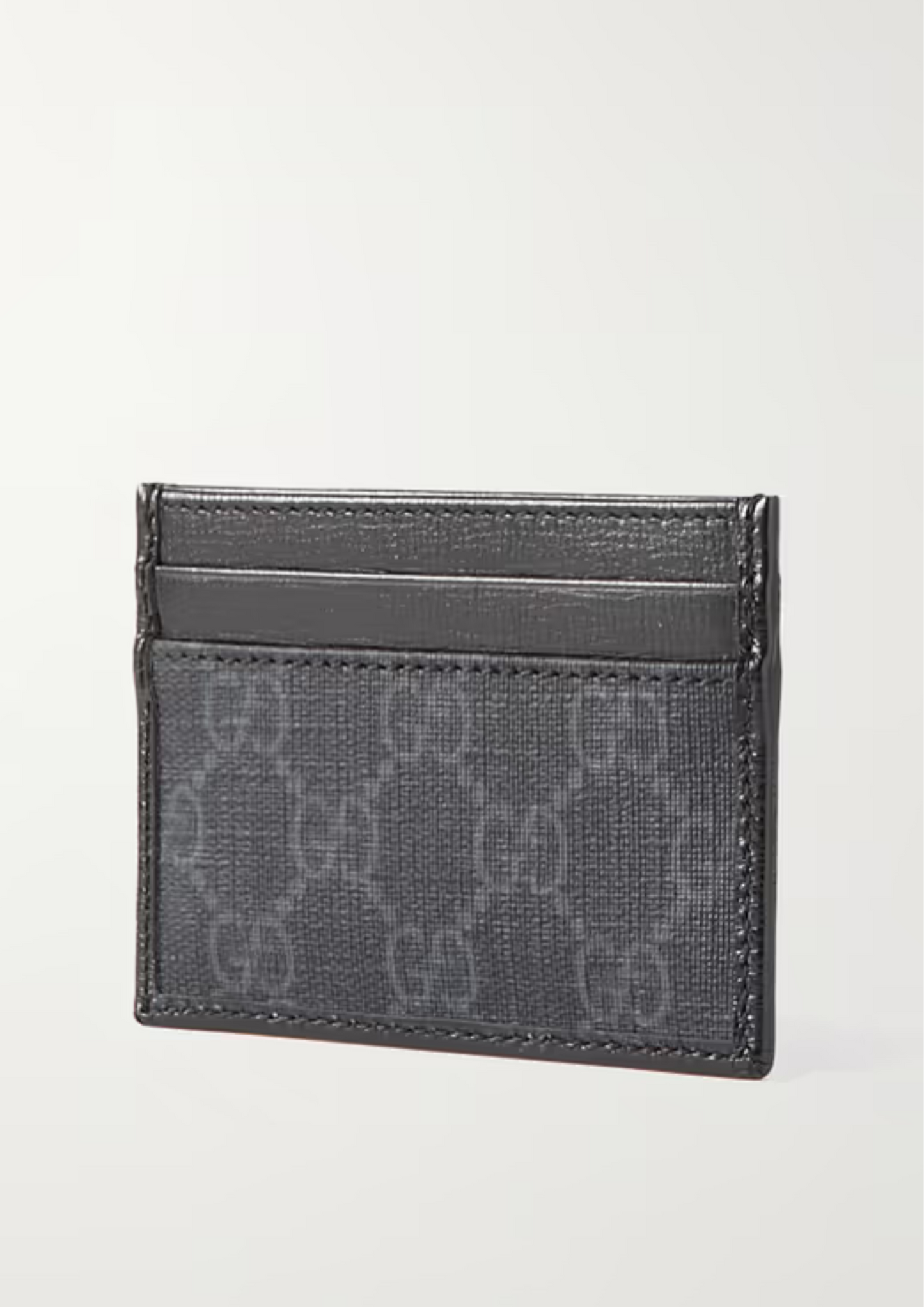 Gucci Monogrammed Leather-Trimmed Canvas Cardholder (Black)