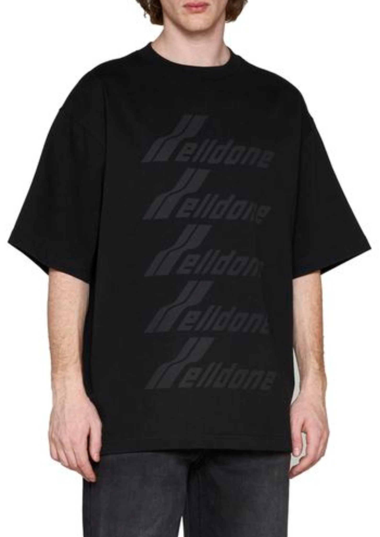 T-shirt noir à logo modifié We11done en solde T-shirt noir à logo modifié We11done en solde