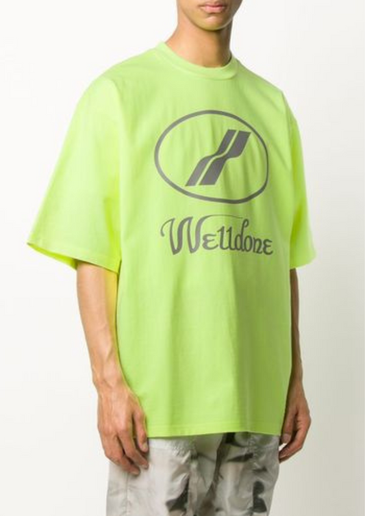 WE11DONE Logo Printed Oversized T-Shirt (Yellow)